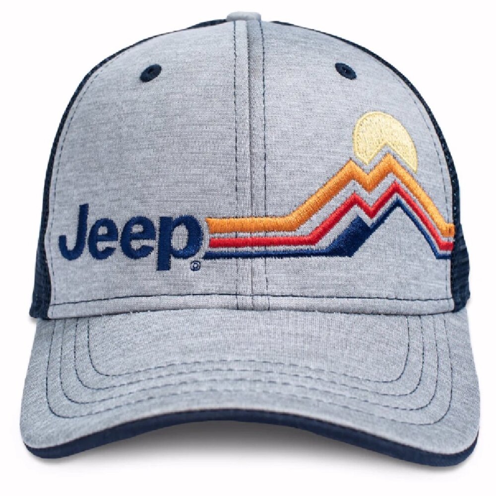 Jeep Mountain Stripe Embroidered Mesh Cap Hat - NEW Fast Ship